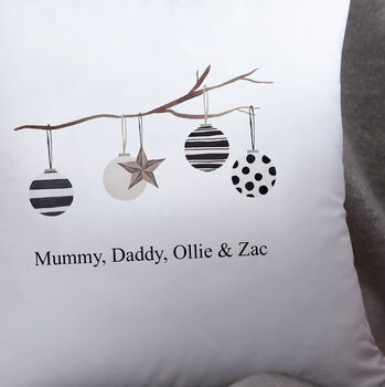 Monochrome Personalised Christmas Cushion, 2 of 2