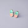 Pink Enamel Happy Pills Stud Earrings, thumbnail 3 of 4