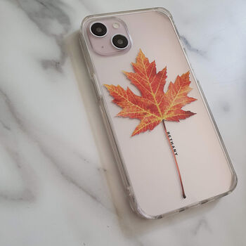 Autumn Leaf Personalised Clear Phone Case, 5 of 5