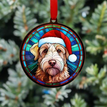 Lakeland Terrier In Santa Hat Suncatcher Decoration, 2 of 5