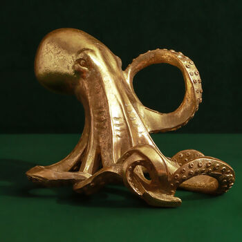 G Decor Brass Octopus Shaped Wine Bottle Holder, 5 of 5