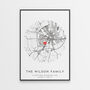 Family Home Map Print Mother's Day Gift Personalised, thumbnail 1 of 3