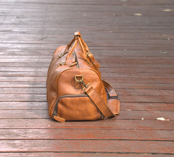 Leather Boot Gym Weekend Bag, 10 of 12