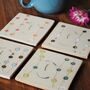 Smiley Face Ceramic Coasters Dots And Lines, thumbnail 1 of 8