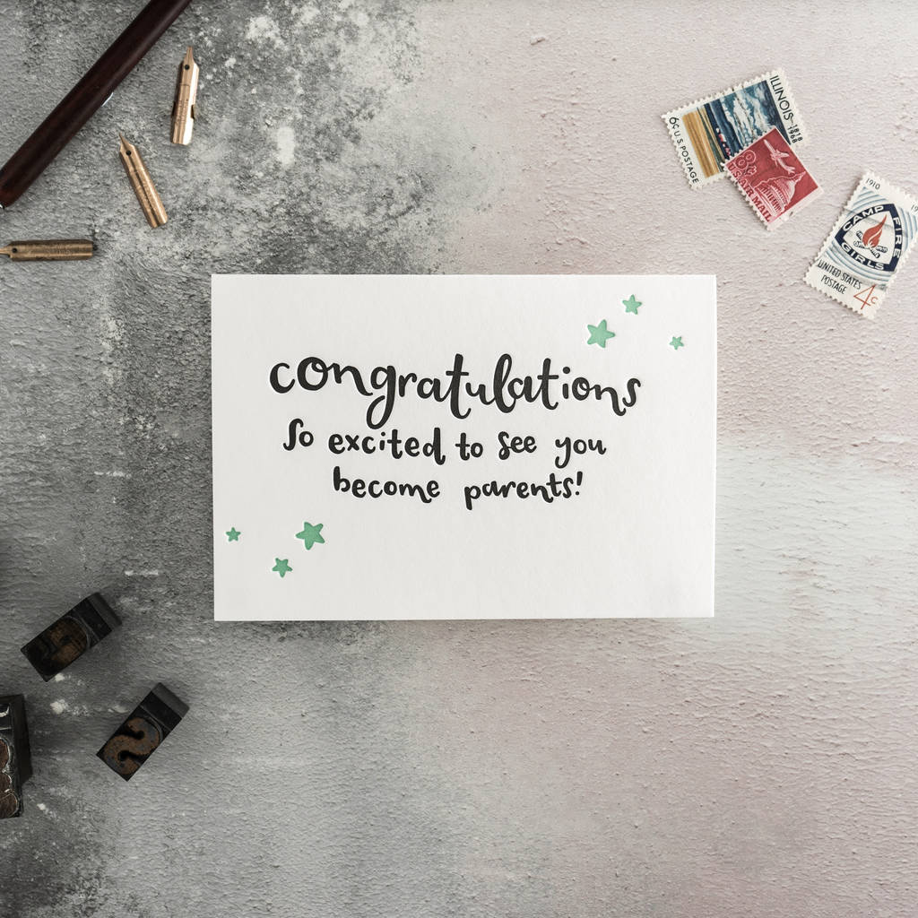 Excited To See You Become Parents Letterpress Card By Hunter Paper Co 