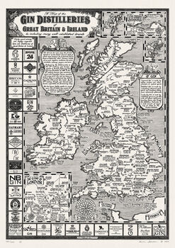 Gin Map Of Britain And Ireland Hand Drawn Art Print, 7 of 12