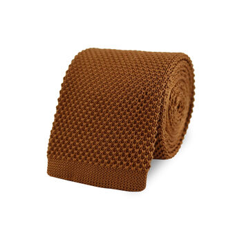 Wedding Handmade Polyester Knitted Pocket Square In Caramel Brown, 5 of 6