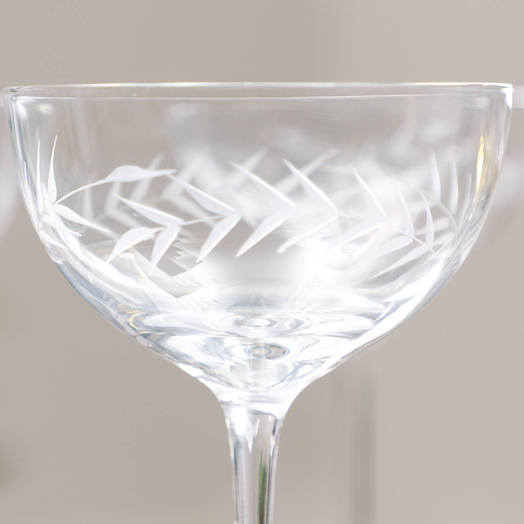 areca botanical etched champagne saucers by dibor