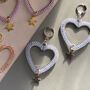 Hand Beaded Pastel Frosted Heart Hoop Earrings, thumbnail 3 of 6