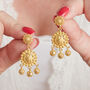 Gold Plated Silver Filigree Stud Ball Drop Earrings, thumbnail 8 of 8
