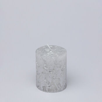 G Decor Adelle Silver Veil Signature Waxwork Pillar Candle In Frosted Metallic Grey, 5 of 5