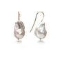 White Baroque Pearl Earrings In Gold Plated, thumbnail 1 of 3