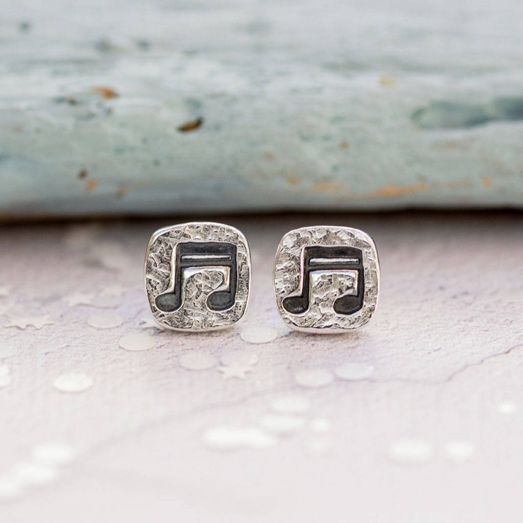 Silver Music Note Earrings By Green River Studio