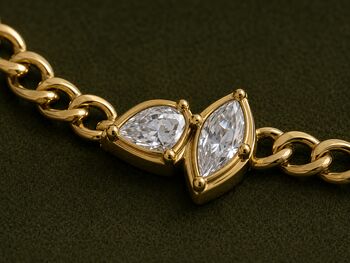 Waterproof Gold Charm Bezel Cz Charm Bracelet, Adjustable Everyday 18 K Gold Bracelet Gift For Her, 4 of 12