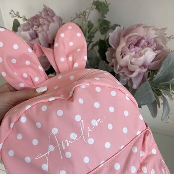 Personalised Childrens Polka Dot Bunny Backpack, 3 of 7