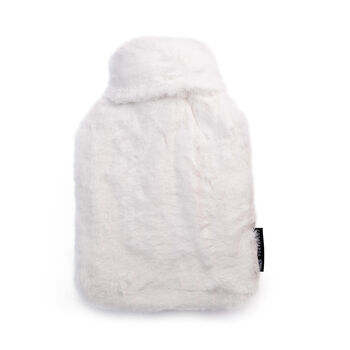 Silky Soft White Recycled Fabric Hot Water Bottle, 2 of 6