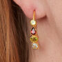 Multi Gemstone Silver Gold Plated Stud Hoops, thumbnail 2 of 12