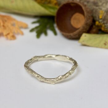 Shaped Twig Wedding Ring, Solid Gold Organic Ring, 4 of 9