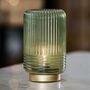 Cordless Green Ribbed Glass Lamps, thumbnail 3 of 4