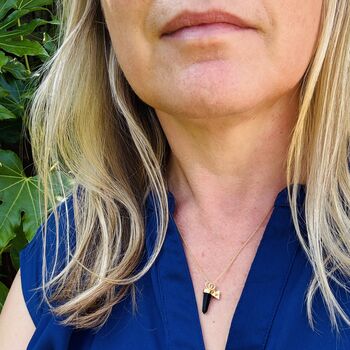 The En Pointe Black Tourmaline Gemstone Necklace, Gold, 9 of 12
