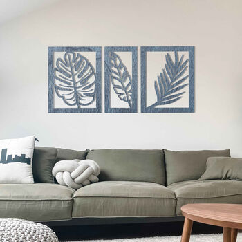 Three Piece Set Wooden Leaves: Nature Wall Art Decor, 10 of 12