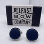 Irish Linen Cufflinks In Dark Navy, thumbnail 1 of 3