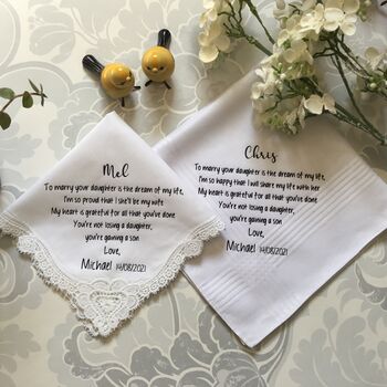 Wedding Handkerchief Gift For Parents Of Bride, 2 of 5