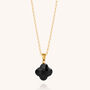 Black Agate Gemstone Clover Necklace Sterling Silver, thumbnail 4 of 6