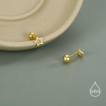Tiny Open Star Screw Back Earrings In Sterling Silver, 3 of 11