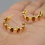 Garnet Sterling Silver Hoop Earrings, thumbnail 5 of 7