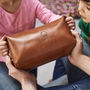Dad Leather Wash Bag With Child's Masterpiece, thumbnail 1 of 4