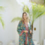 Cyan Green Luxury Kimono Robe, thumbnail 2 of 6