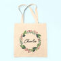 Personalised Christmas Wreath Linen Tote Bag, thumbnail 1 of 4