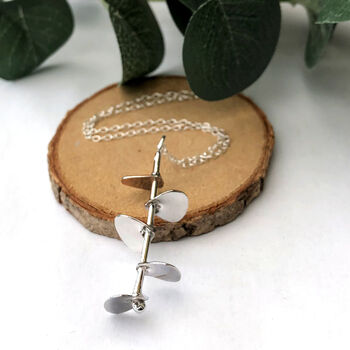 Sterling Silver Single Eucalyptus Necklace, 5 of 12
