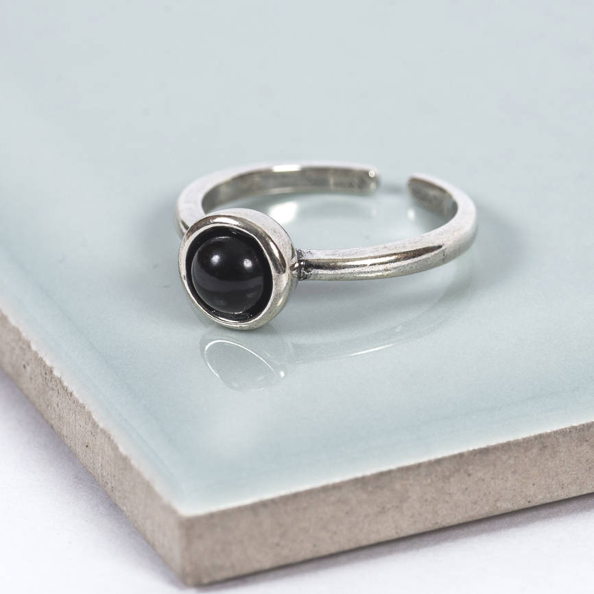 Silver Plated Black Moon Midi Ring, 1 of 3
