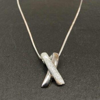 Sterling Silver Kiss Cross Pendant Necklace, 4 of 4
