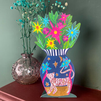 Magical Pop Up Tiger Vase Greetings Card, 3 of 5