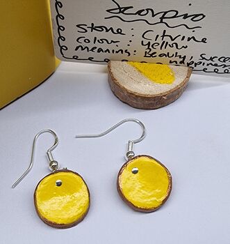 Round Yellow Scorpio Star Sign Stand Up Earring Gift, 4 of 12