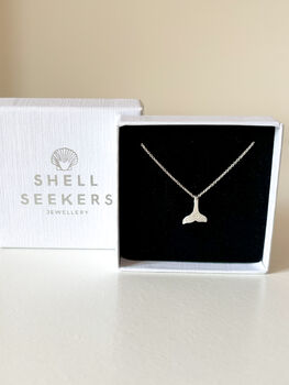 Sterling Silver Whale Tail Pendant Necklace, 3 of 9