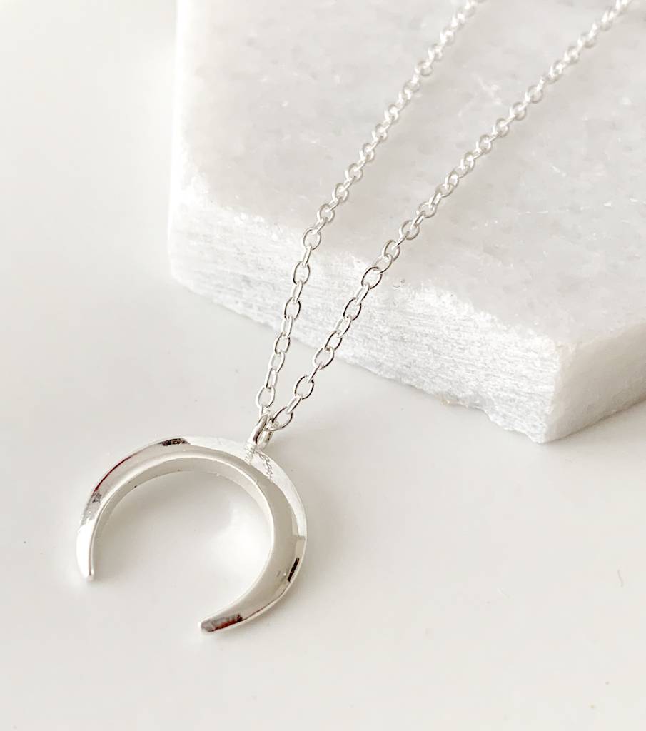 Sterling Silver Crescent Moon Necklace By La Belle Et La Bete 