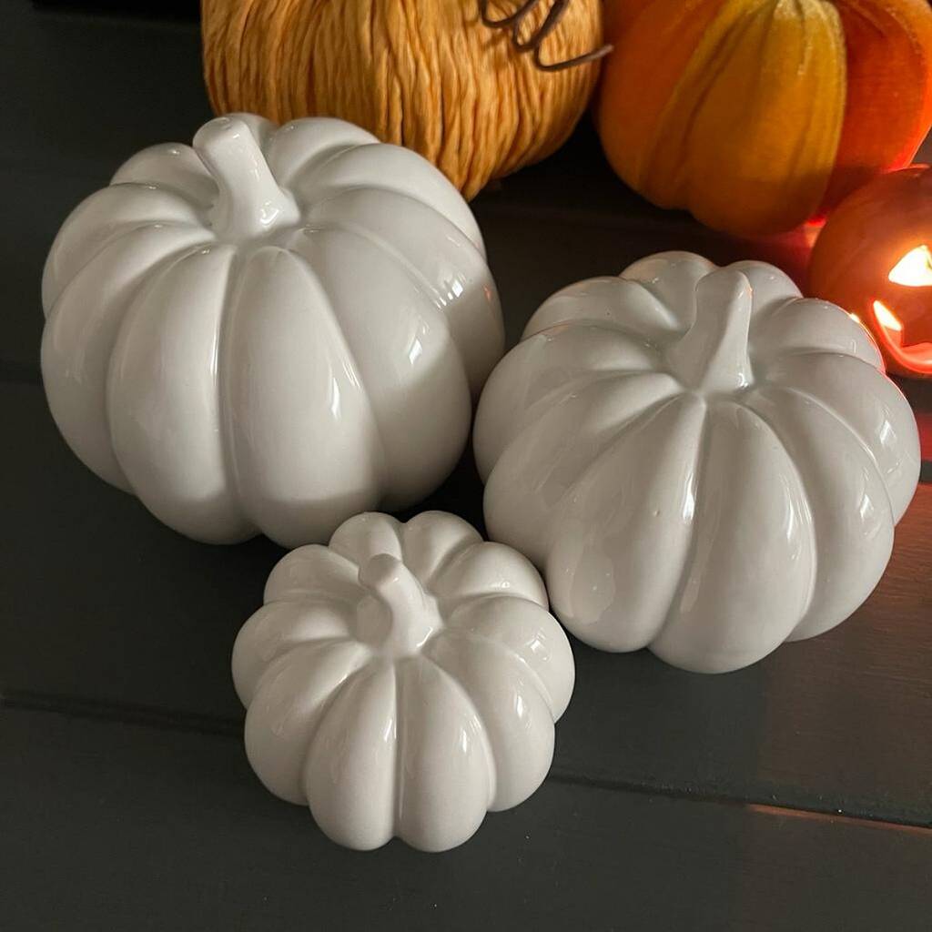 White Gloss Ceramic Pumpkin By Nest Gifts   Original White Gloss Ceramic Pumpkin 