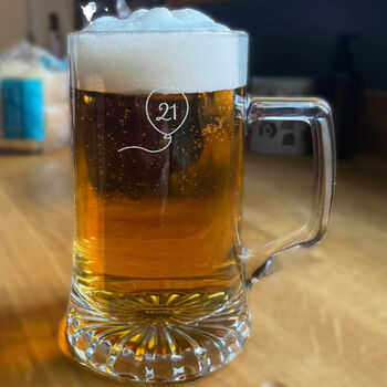 Personalised 21st Birthday Gift Balloon Stein Glass, 3 of 6