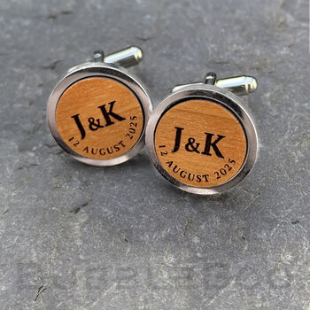 Personalised Initials And Date Wedding Cufflinks, 4 of 8
