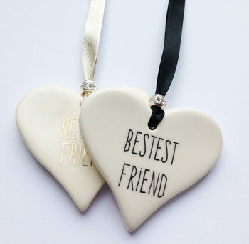 Bestest Friend Ceramic Hanging Heart, 2 of 8