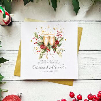 Christmas Wedding Card, Personalised, 3 of 5