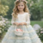 Mabel In Pale Lemon And Sky Blue Party Girl Or Flower Girl Dress, thumbnail 1 of 5
