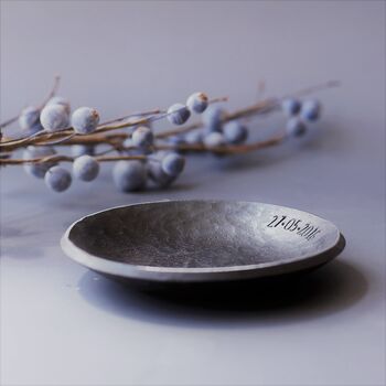 Personalised 11th Anniversary Gift; Hammered Forged Steel Dish, 6 of 8