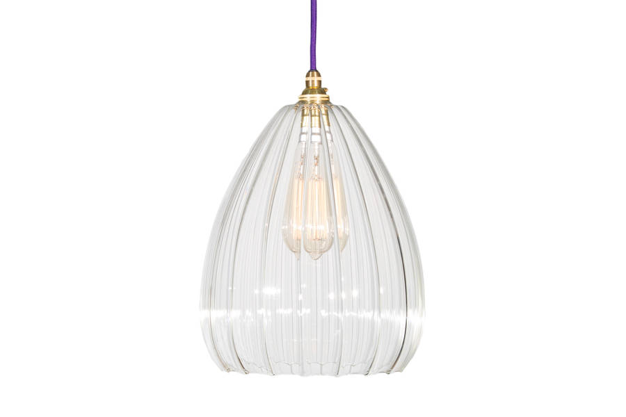molly handmade ribbed glass pendant light by glow lighting