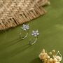 Uncoloured Forget Me Not Flower Cz Huggie Hoop Earrings, thumbnail 1 of 12