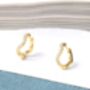 18 K Gold Vermeil White Topaz Wave Huggie Hoop Earrings, thumbnail 3 of 10